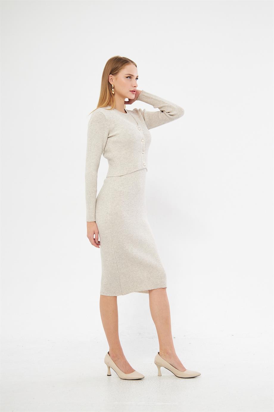 Fitilli Elbise Hırka Takım 1690