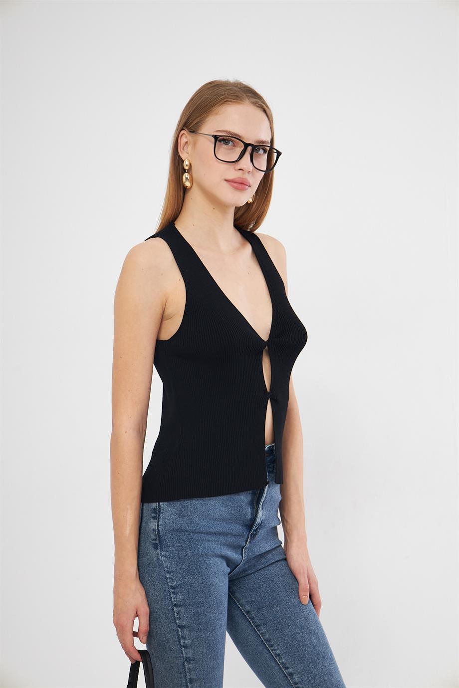 Fitilli Triko Yelek 1009