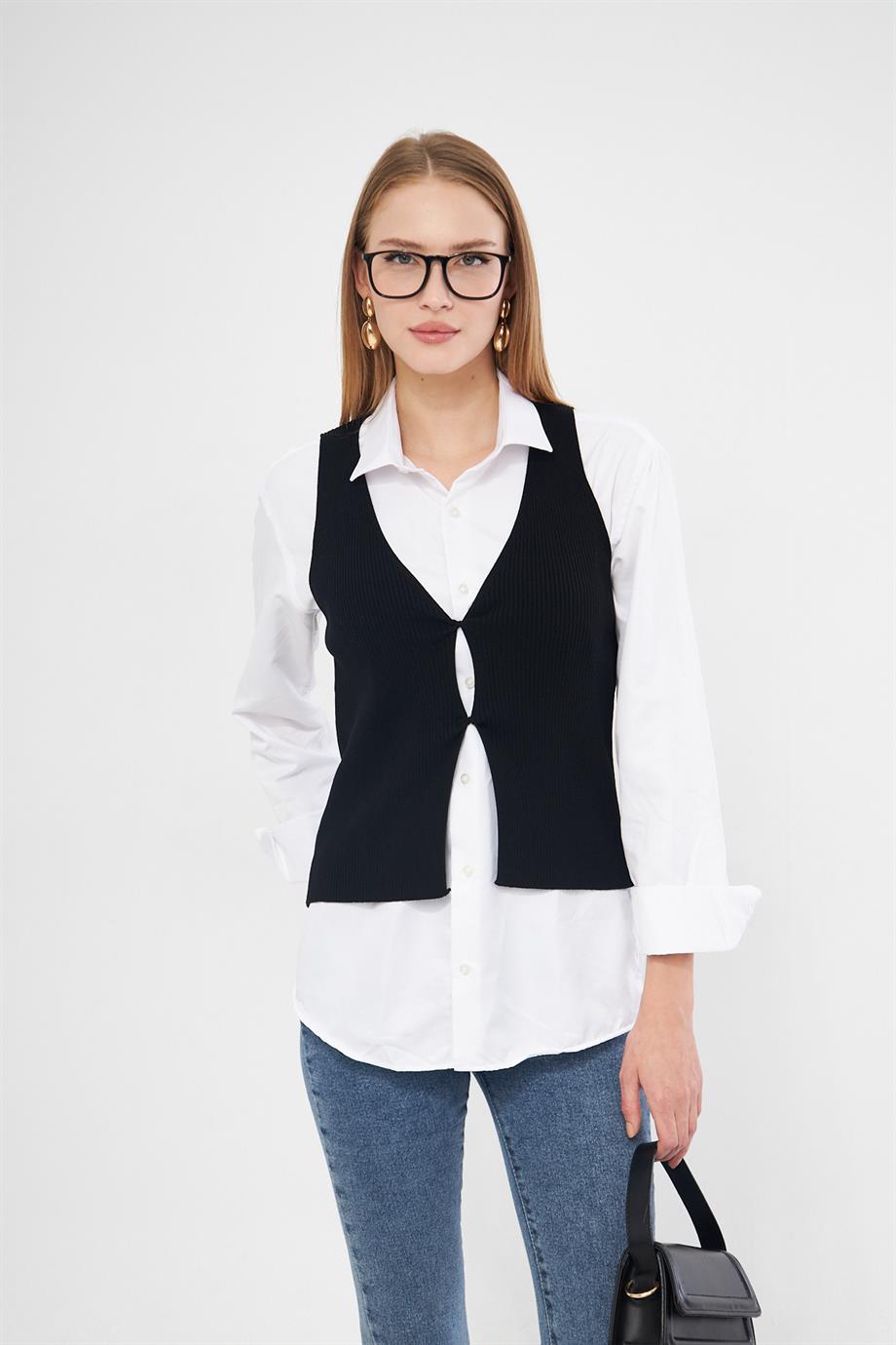 Fitilli Triko Yelek 1009