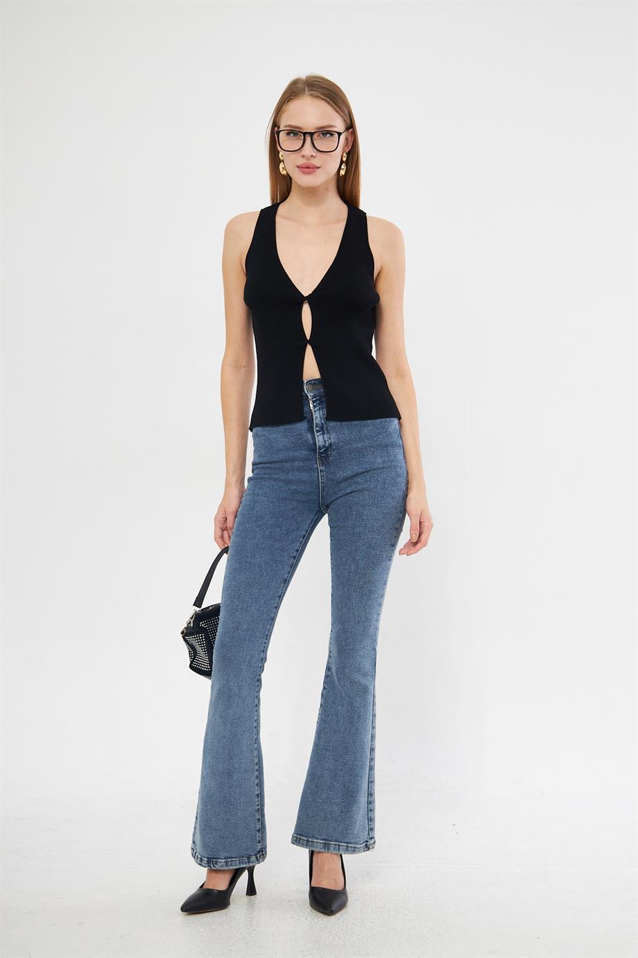 Fitilli Triko Yelek 1009