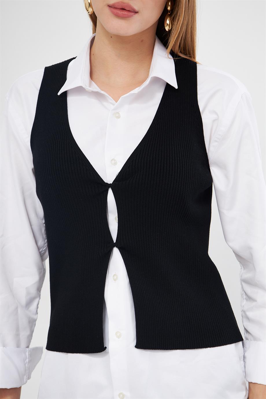 Fitilli Triko Yelek 1009