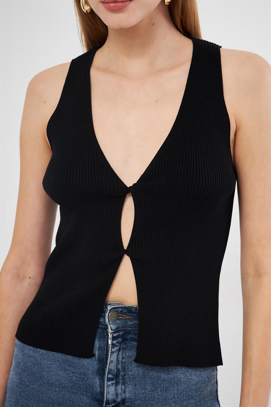 Fitilli Triko Yelek 1009