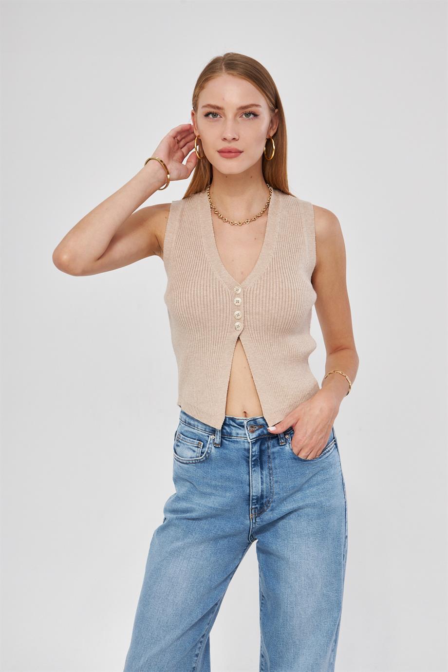 Fitilli Yelek Kadın Bluz Y3107