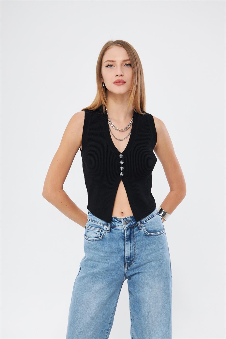 Fitilli Yelek Kadın Bluz Y3107