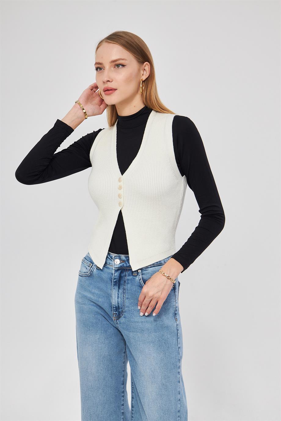 Fitilli Yelek Kadın Bluz Y3107