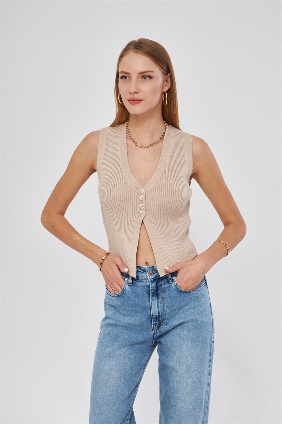 Fitilli Yelek Kadın Bluz Y3107