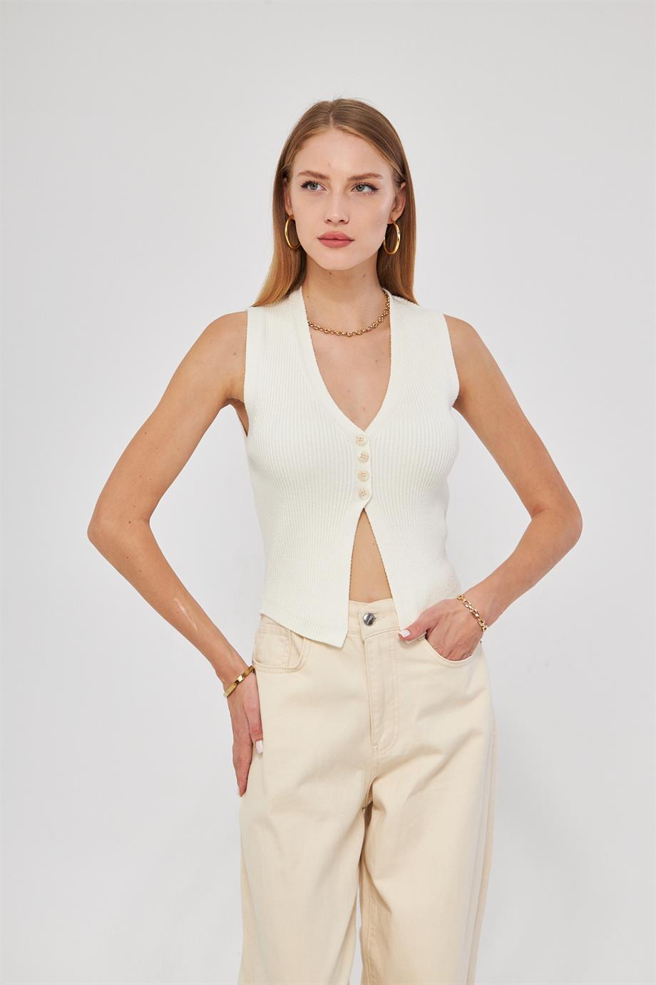 Fitilli Yelek Kadın Bluz Y3107