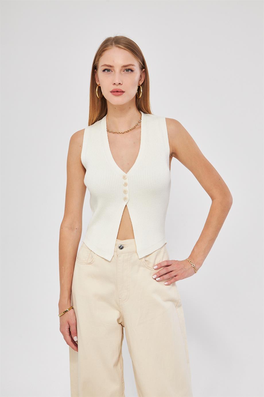 Fitilli Yelek Kadın Bluz Y3107