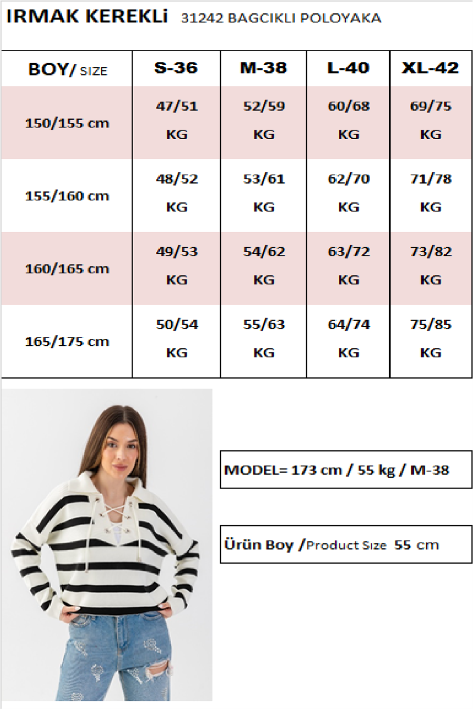 Bağcıklı Polo Yaka Oversize Triko Bluz 31242