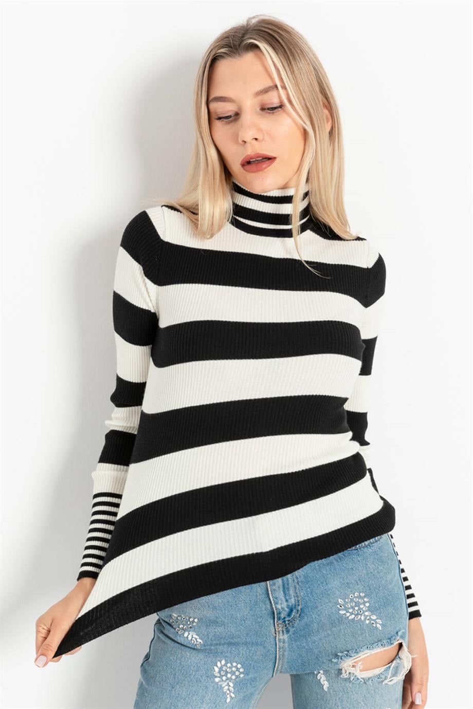 Balıkçı Çizgili Body Triko Bluz 164211