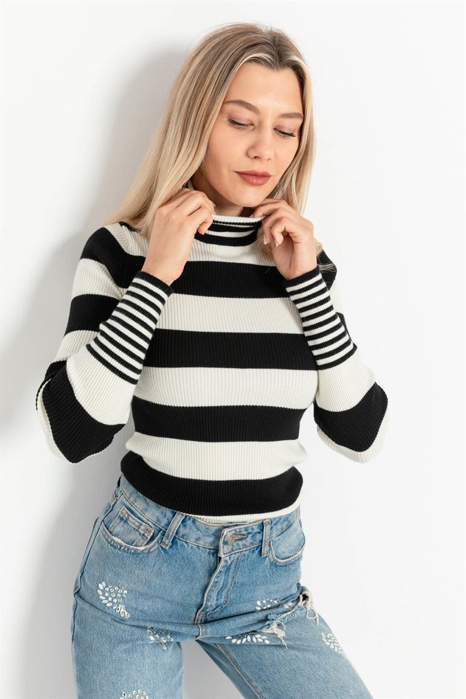 Balıkçı Çizgili Body Triko Bluz 164211