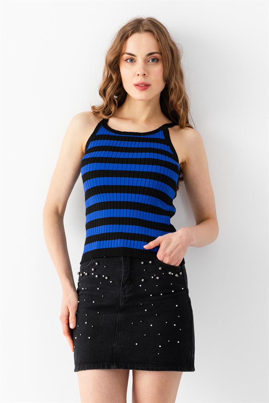 Çizgili Triko Atlet Bluz 5615