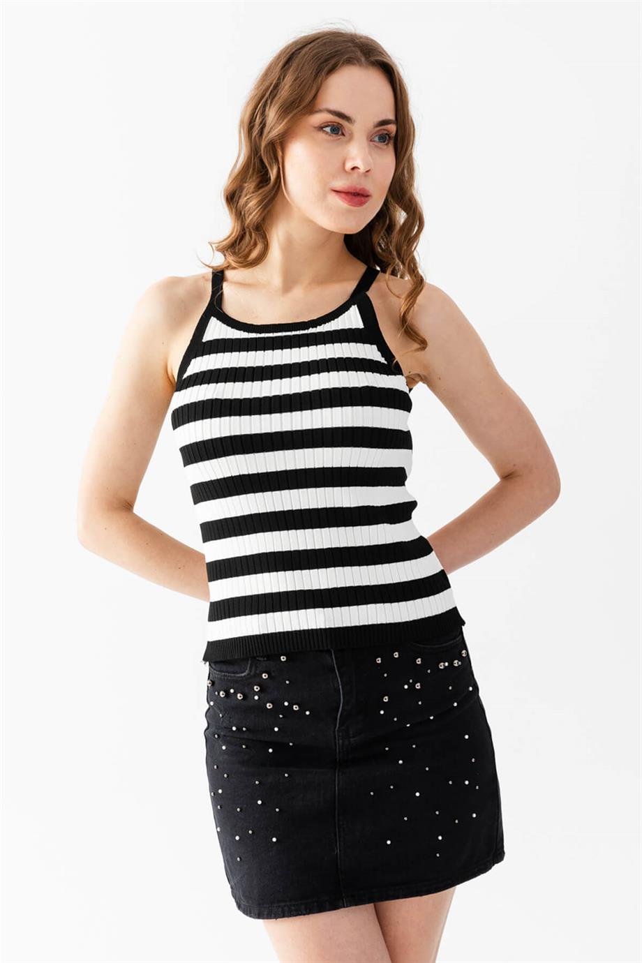 Çizgili Triko Atlet Bluz 5615