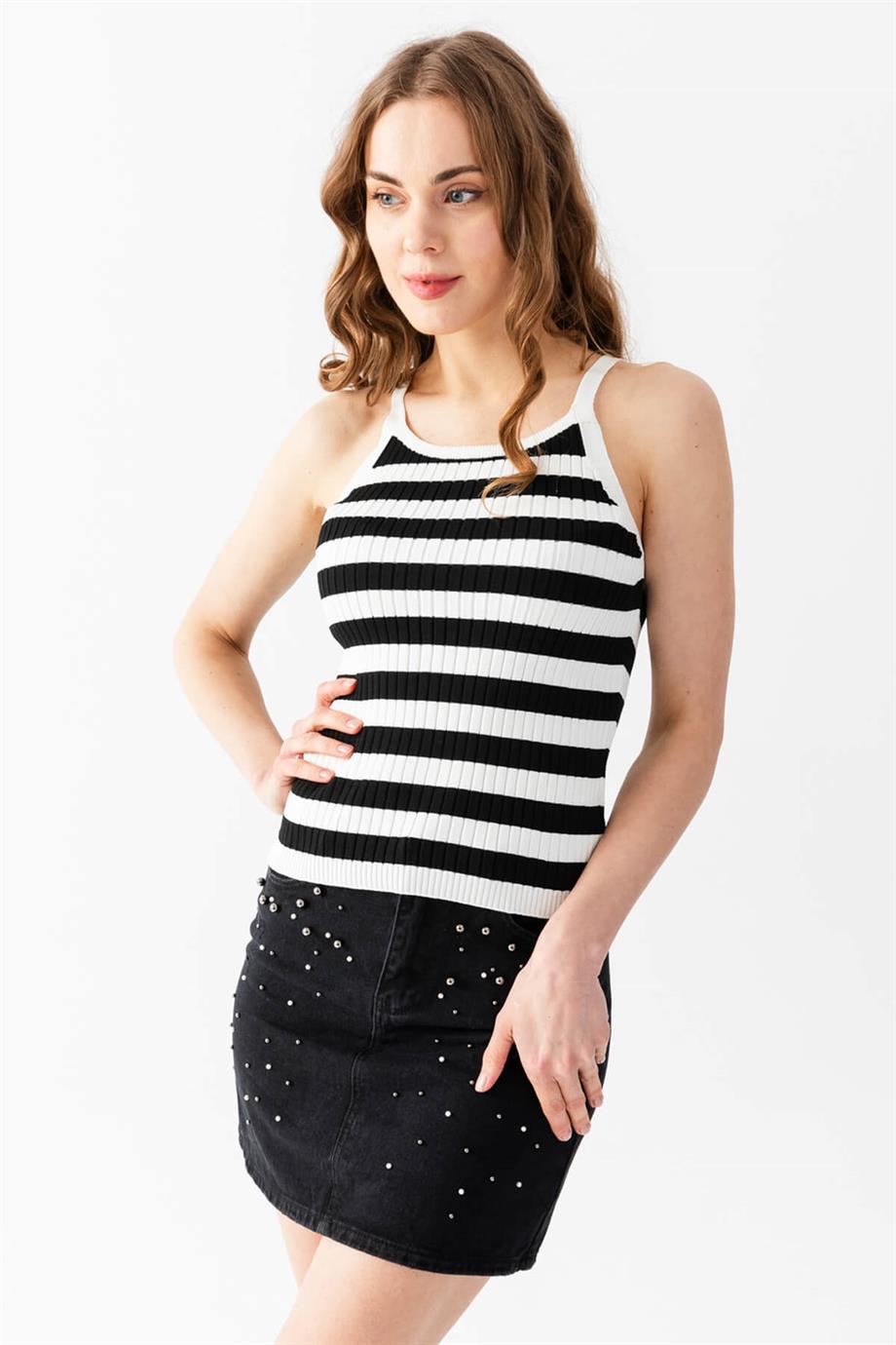 Çizgili Triko Atlet Bluz 5615