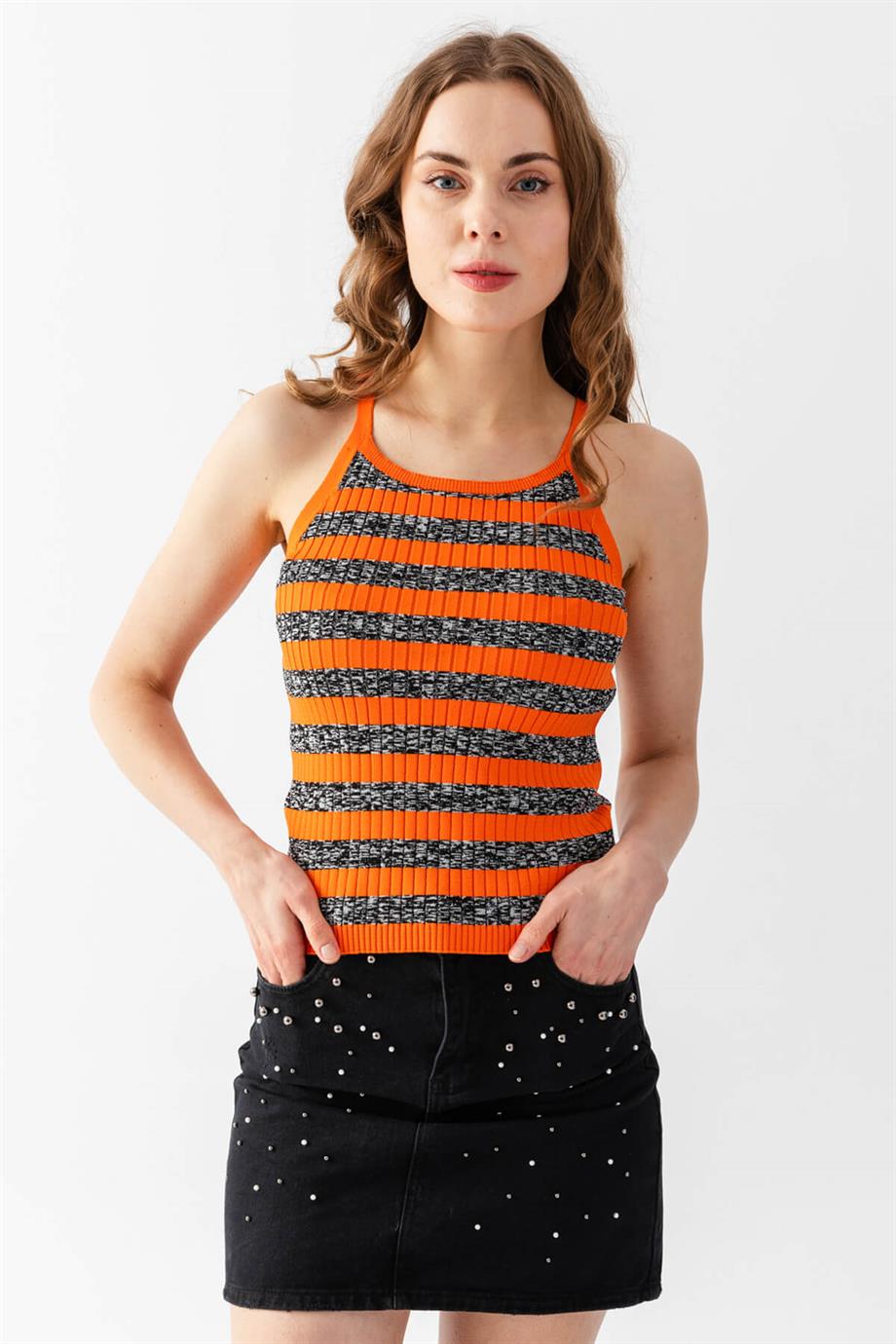 Çizgili Triko Atlet Bluz 5615