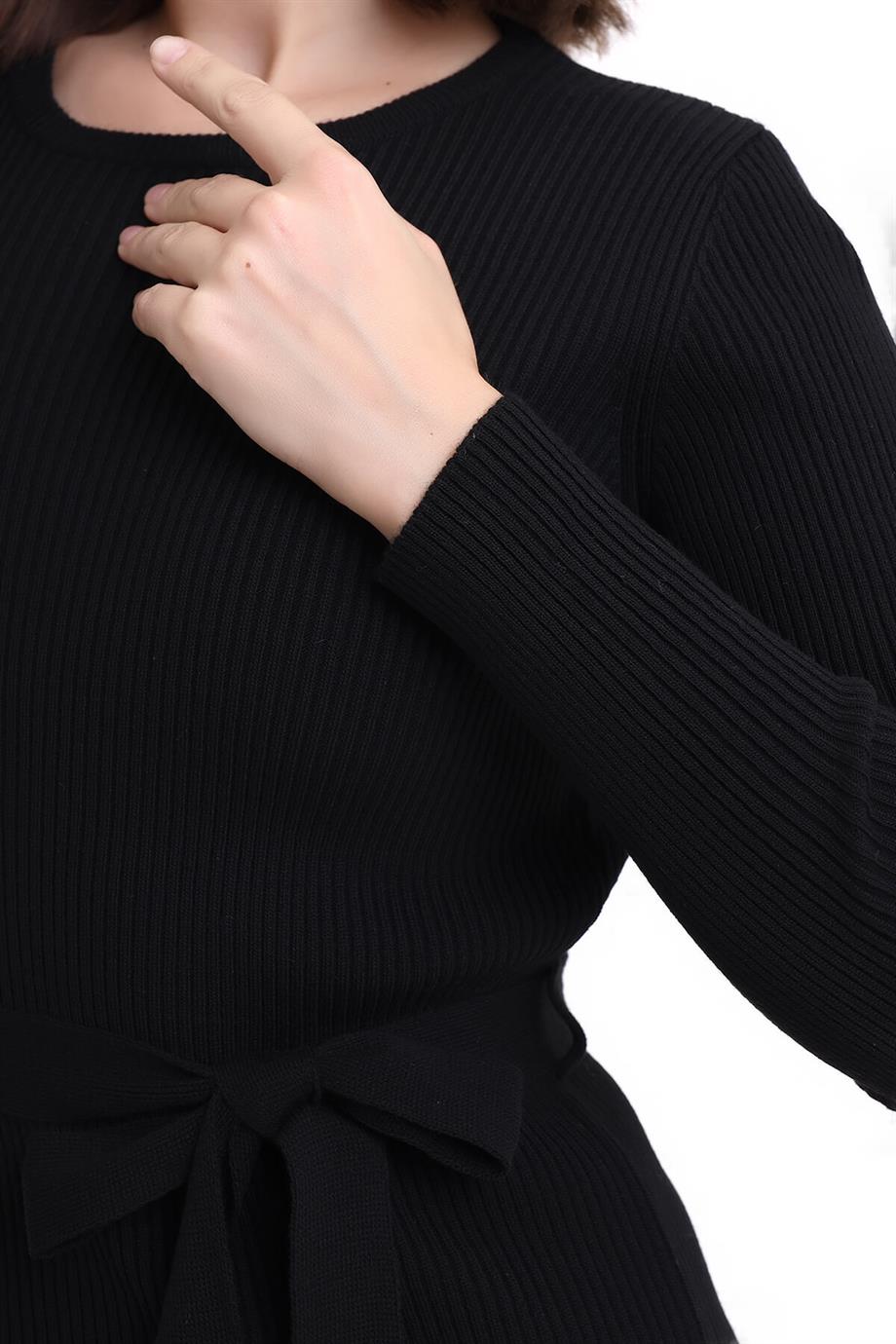 Bisiklet Yaka Fitilli Triko Elbise 4080