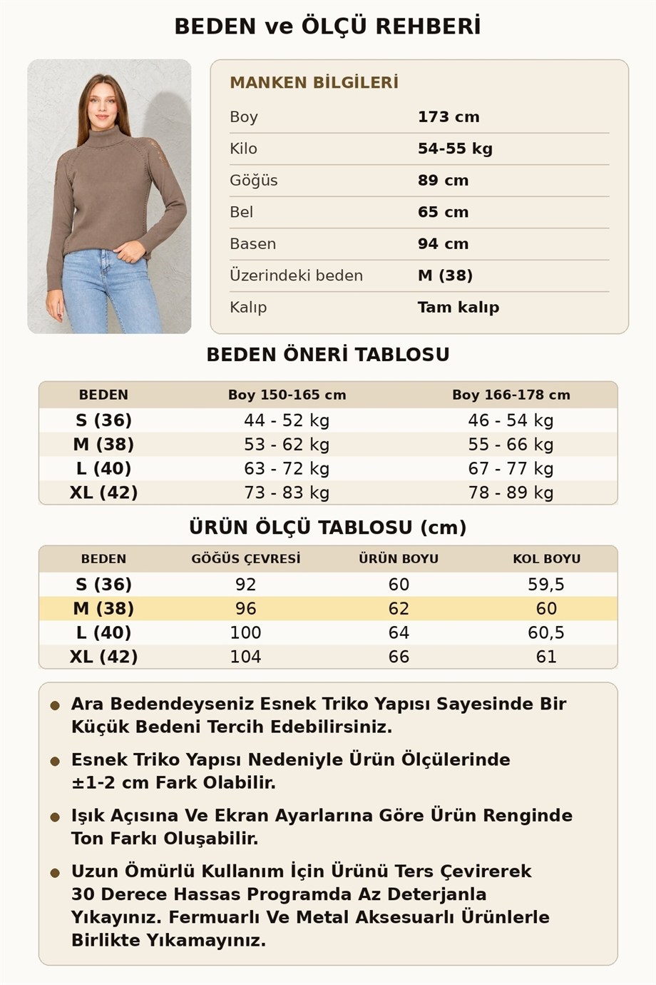 Irmak Kerekli Kadın Pamuklu Balıkçı Yaka Kabartma Desenli Triko Kazak 1648 Vizon