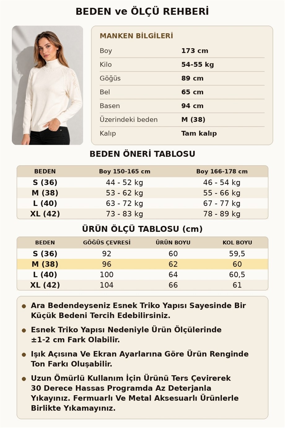 Irmak Kerekli Kadın Pamuklu Balıkçı Yaka Kabartma Desenli Triko Kazak 1648 Ekru
