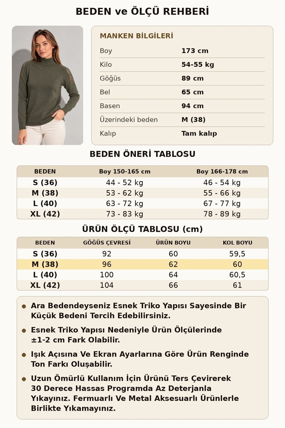 Irmak Kerekli Kadın Pamuklu Balıkçı Yaka Kabartma Desenli Triko Kazak 1648 Haki