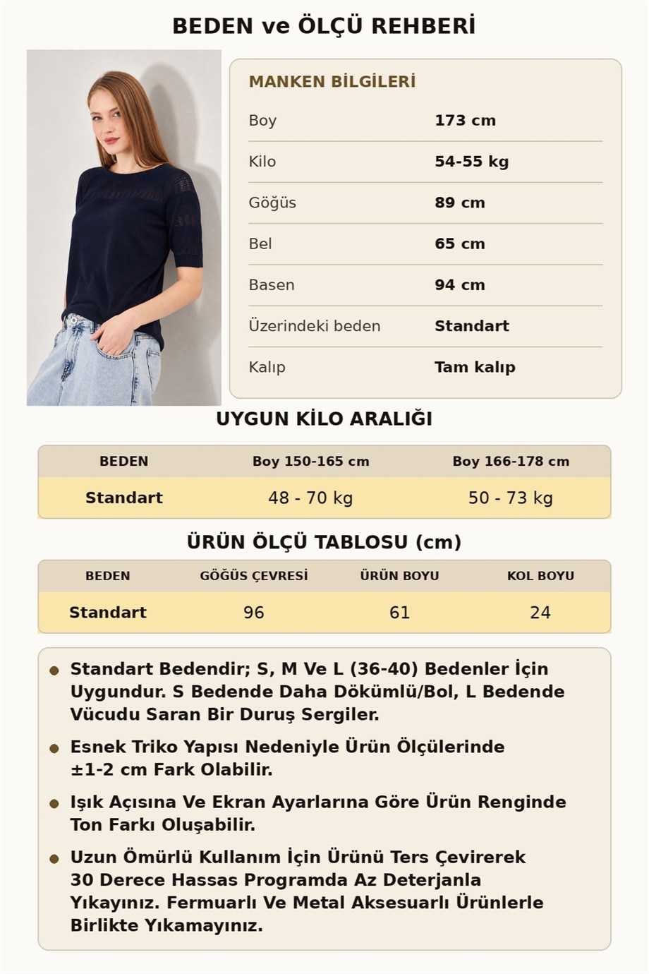 Kadın Bisiklet Yaka Ajurlu Kısa Kol Baharlık Bluz 1701 Lacivert