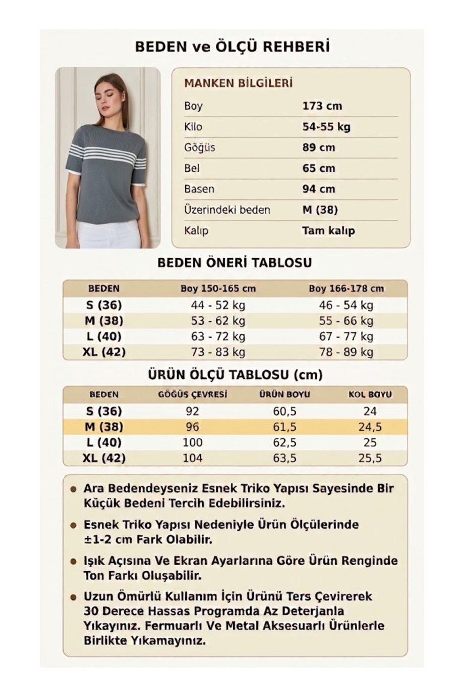 Kadın Bisiklet Yaka Kısa Kol Çizgili Triko Bluz 25111 Füme-Ekru