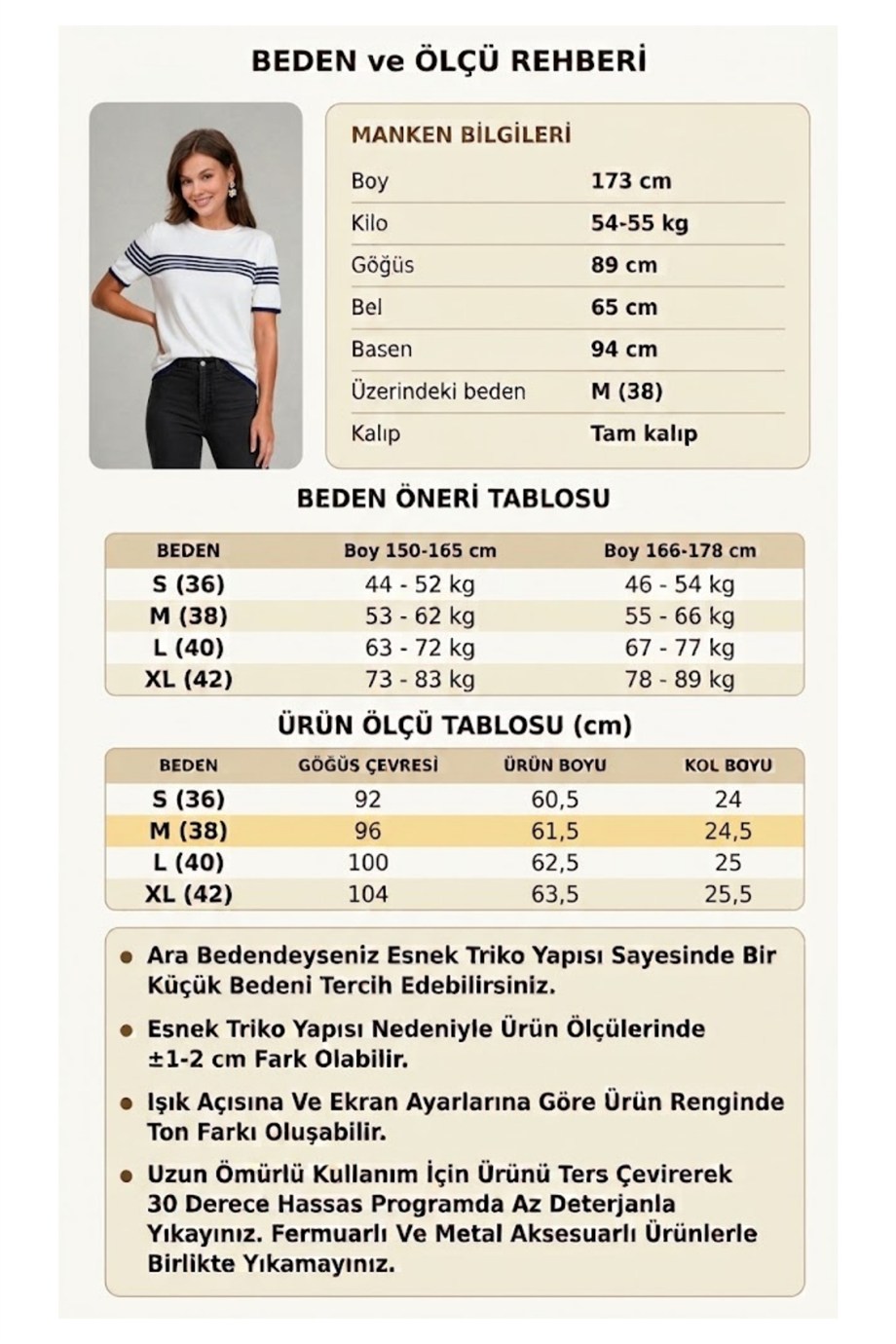 Kadın Bisiklet Yaka Kısa Kol Çizgili Triko Bluz 25111 Ekru-Laci