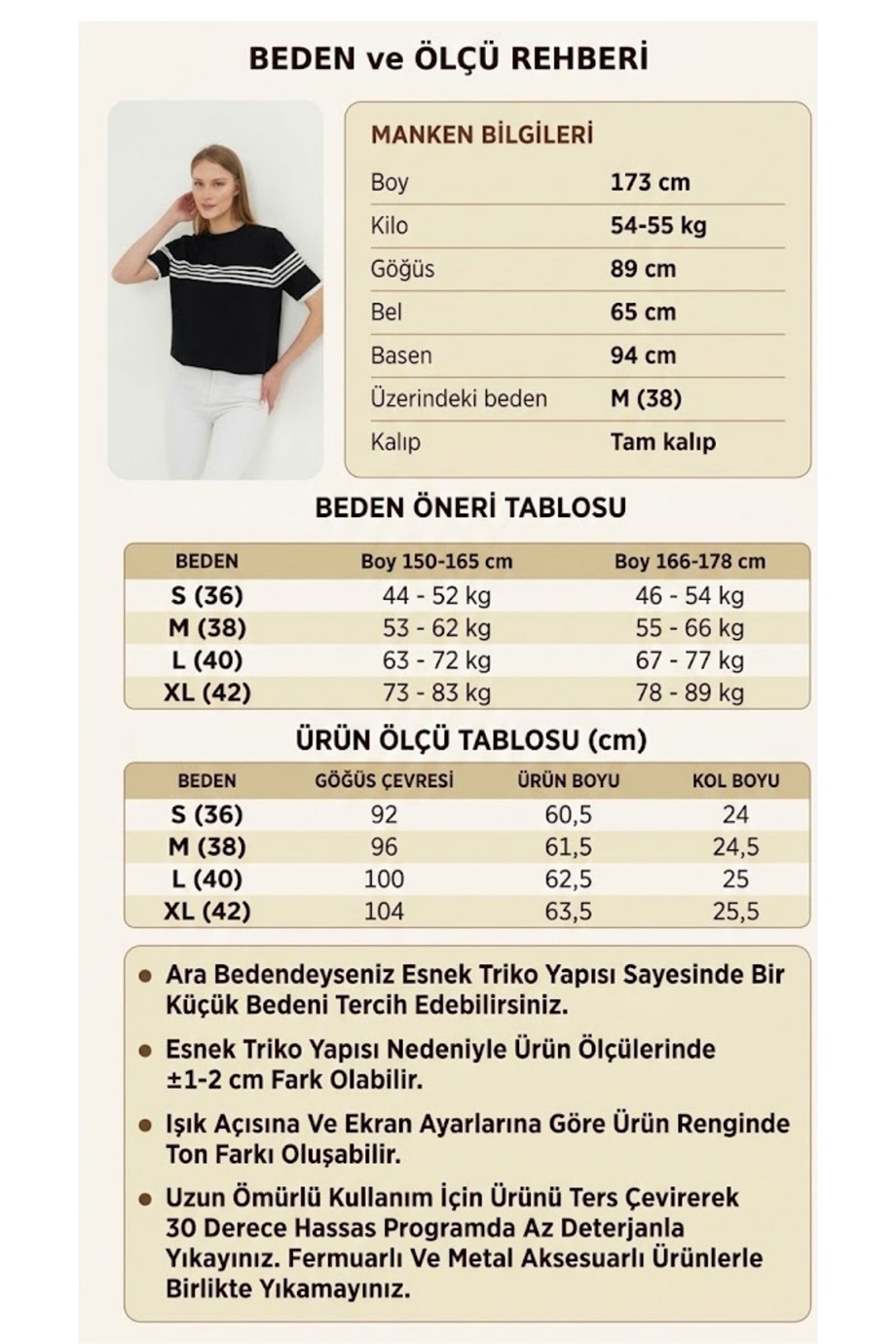 Kadın Bisiklet Yaka Kısa Kol Çizgili Triko Bluz 25111 Siyah-Ekru