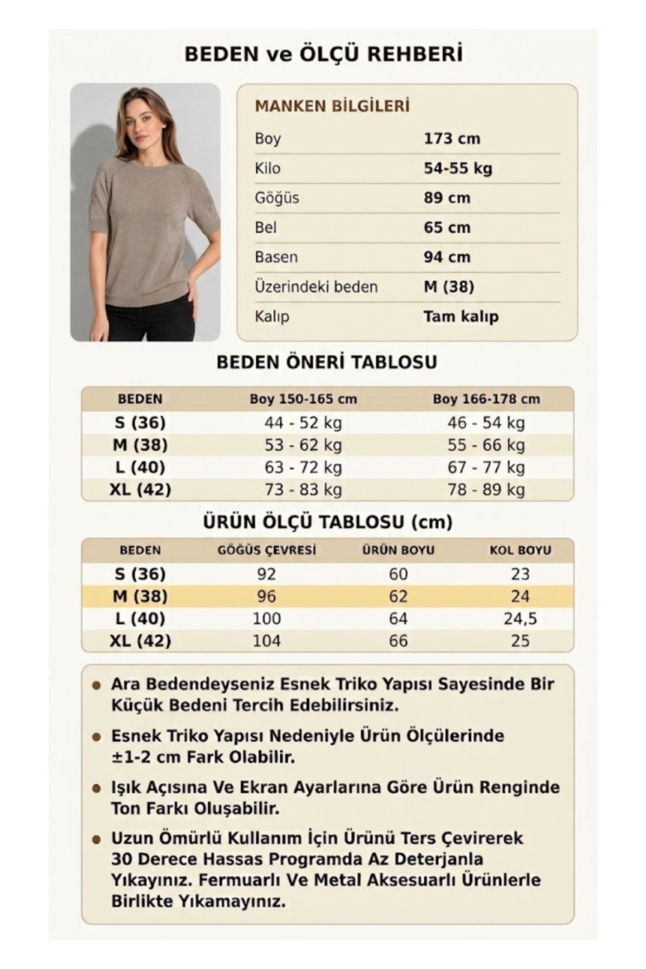 Kadın Bisiklet Yaka Kısa Kollu Ajur Detaylı Triko Bluz 1550 Vizon