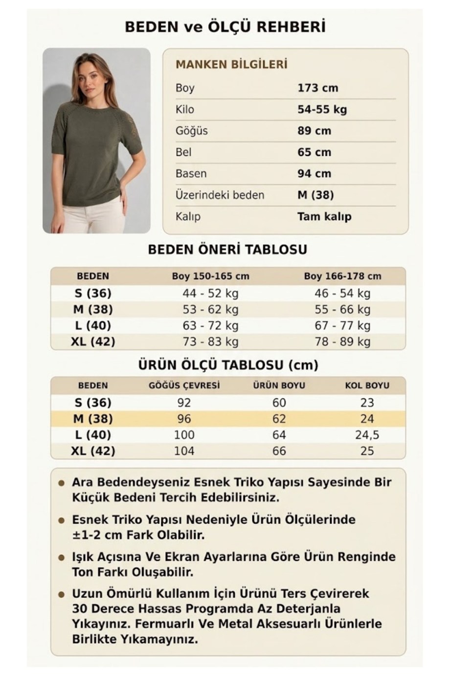 Kadın Bisiklet Yaka Kısa Kollu Ajur Detaylı Triko Bluz 1550 Haki