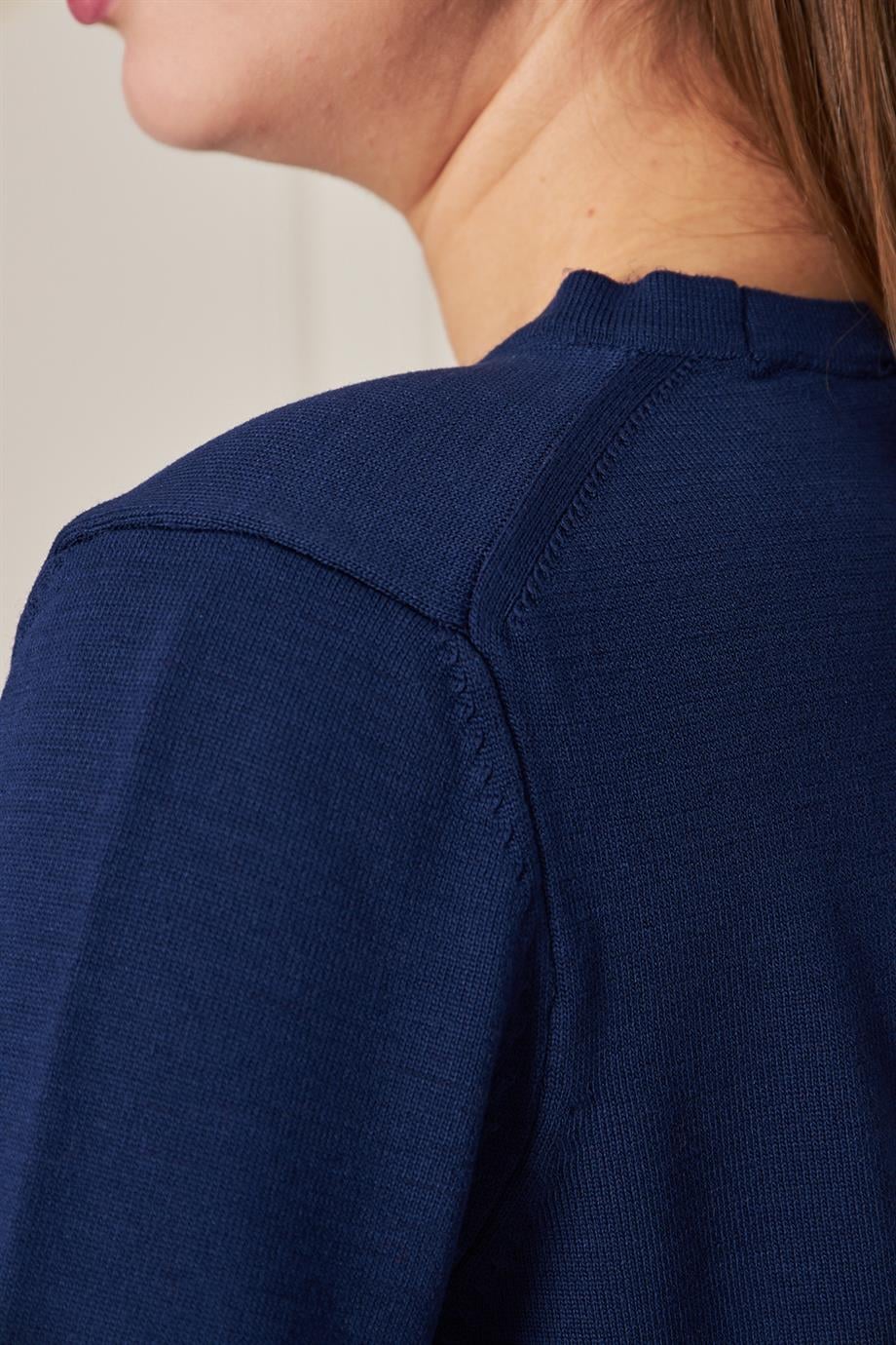 Kadın Bisiklet Yaka Kısa Kollu Triko Bluz Basic Bluz 25222