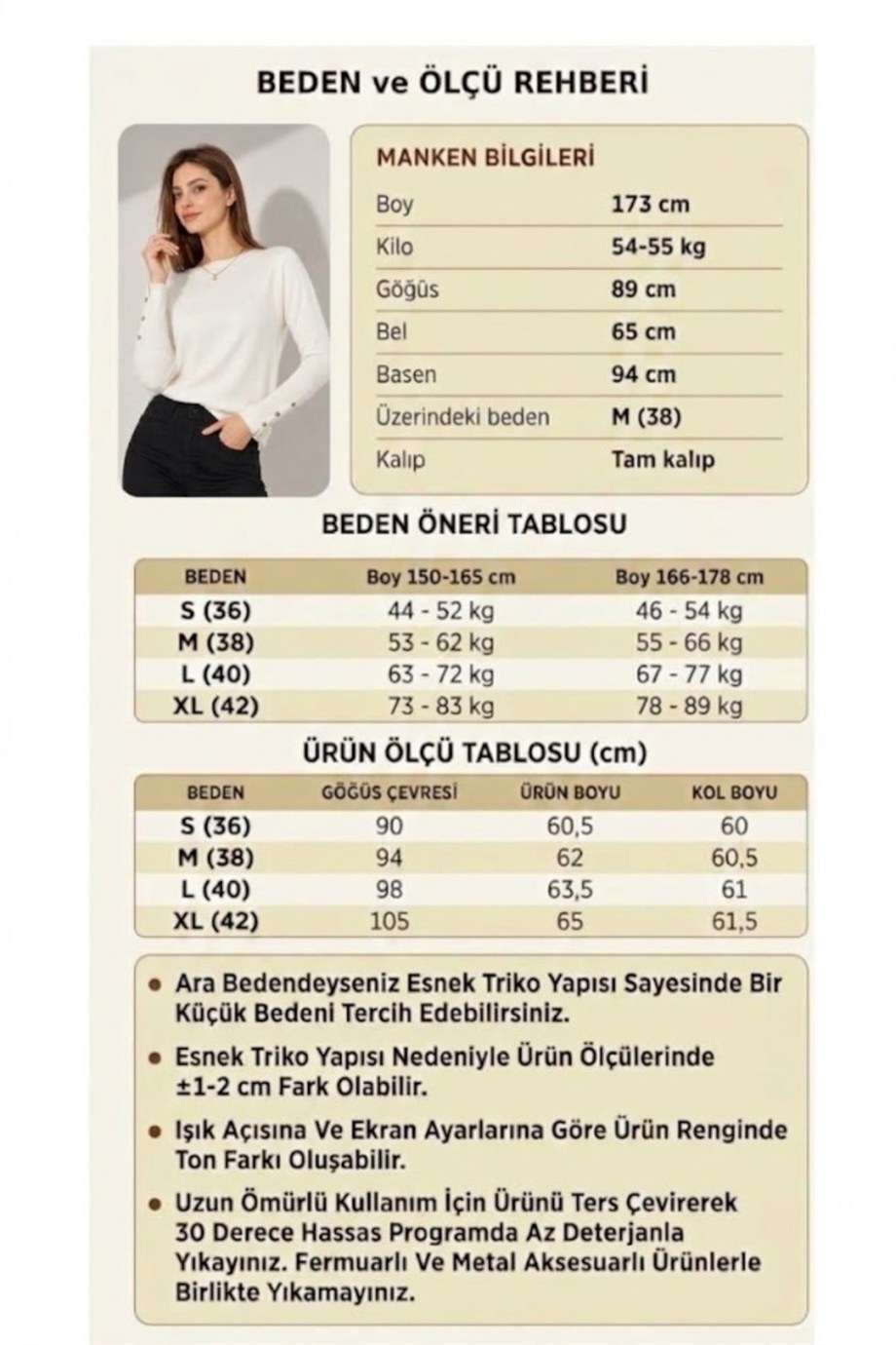 Kadın Bisiklet Yaka Kolu Çıtçıtlı Triko Kazak 1060 Ekru