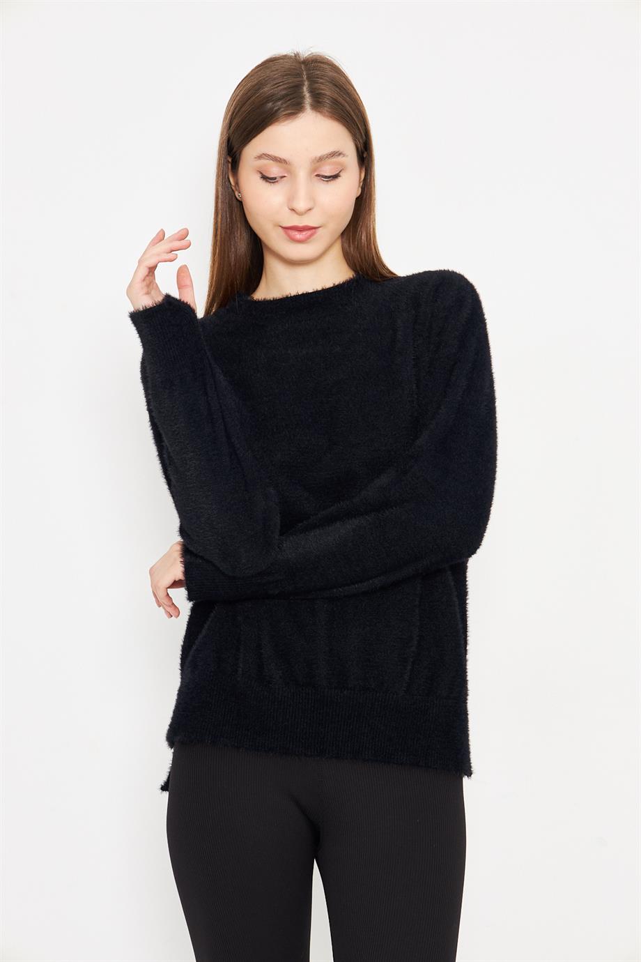 Kadın Bisiklet Yaka Yumoş Oversize Triko Kazak 241205