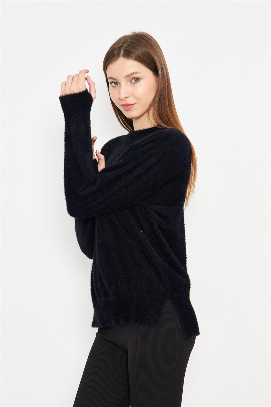 Kadın Bisiklet Yaka Yumoş Oversize Triko Kazak 241205