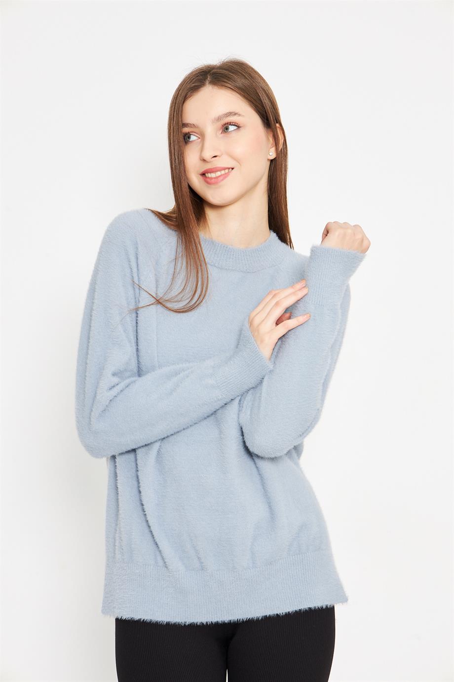 Kadın Bisiklet Yaka Yumoş Oversize Triko Kazak 241205