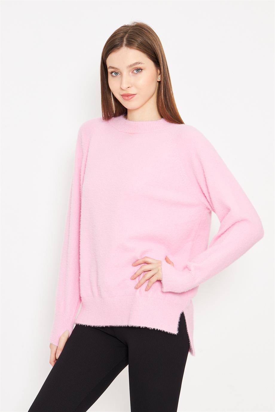 Kadın Bisiklet Yaka Yumoş Oversize Triko Kazak 241205