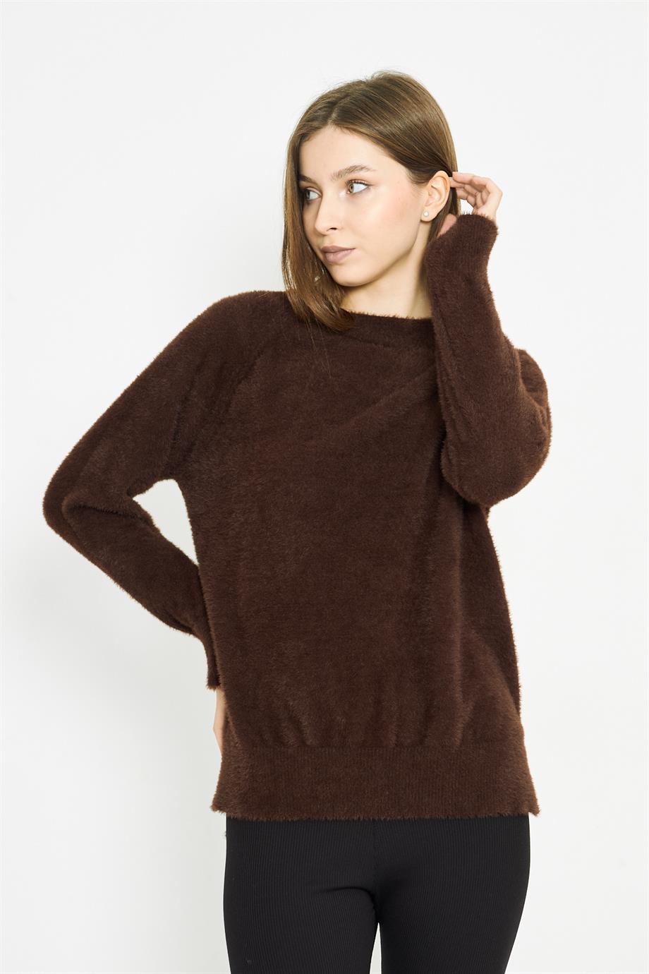 Kadın Bisiklet Yaka Yumoş Oversize Triko Kazak 241205