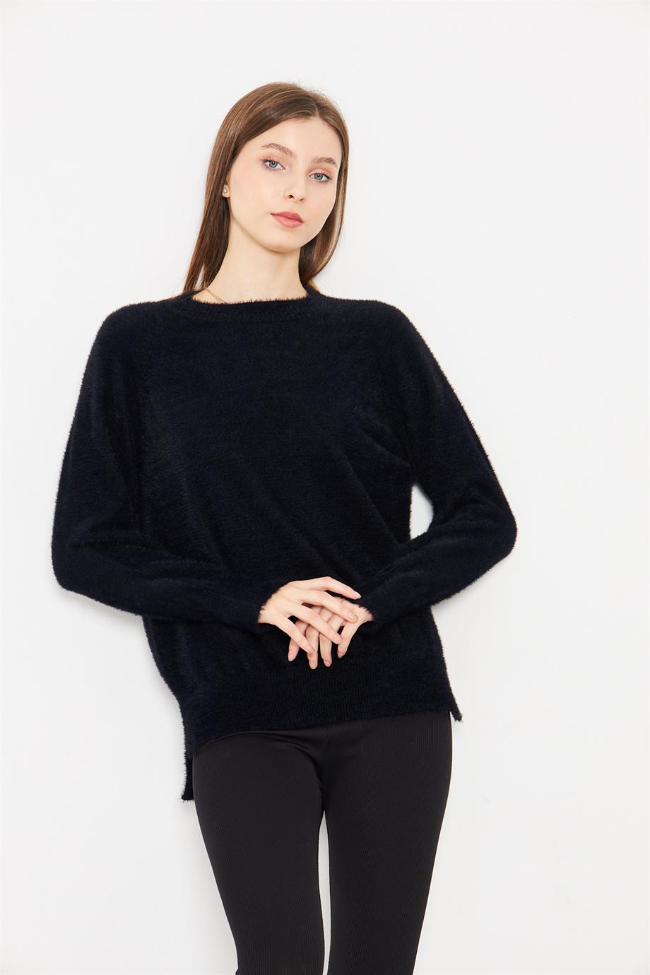 Kadın Bisiklet Yaka Yumoş Oversize Triko Kazak 241205