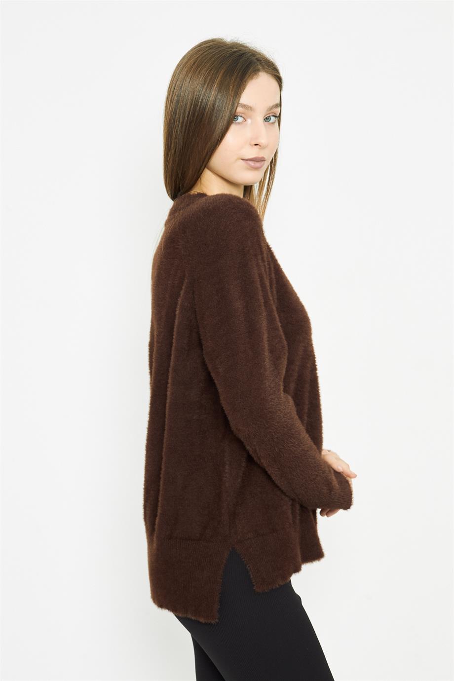 Kadın Bisiklet Yaka Yumoş Oversize Triko Kazak 241205