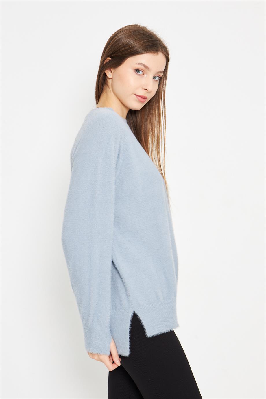 Kadın Bisiklet Yaka Yumoş Oversize Triko Kazak 241205