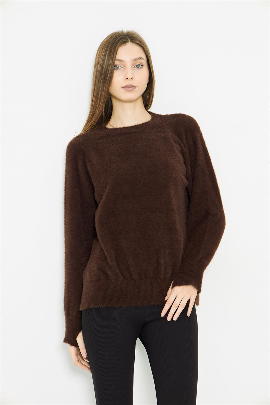 Kadın Bisiklet Yaka Yumoş Oversize Triko Kazak 241205