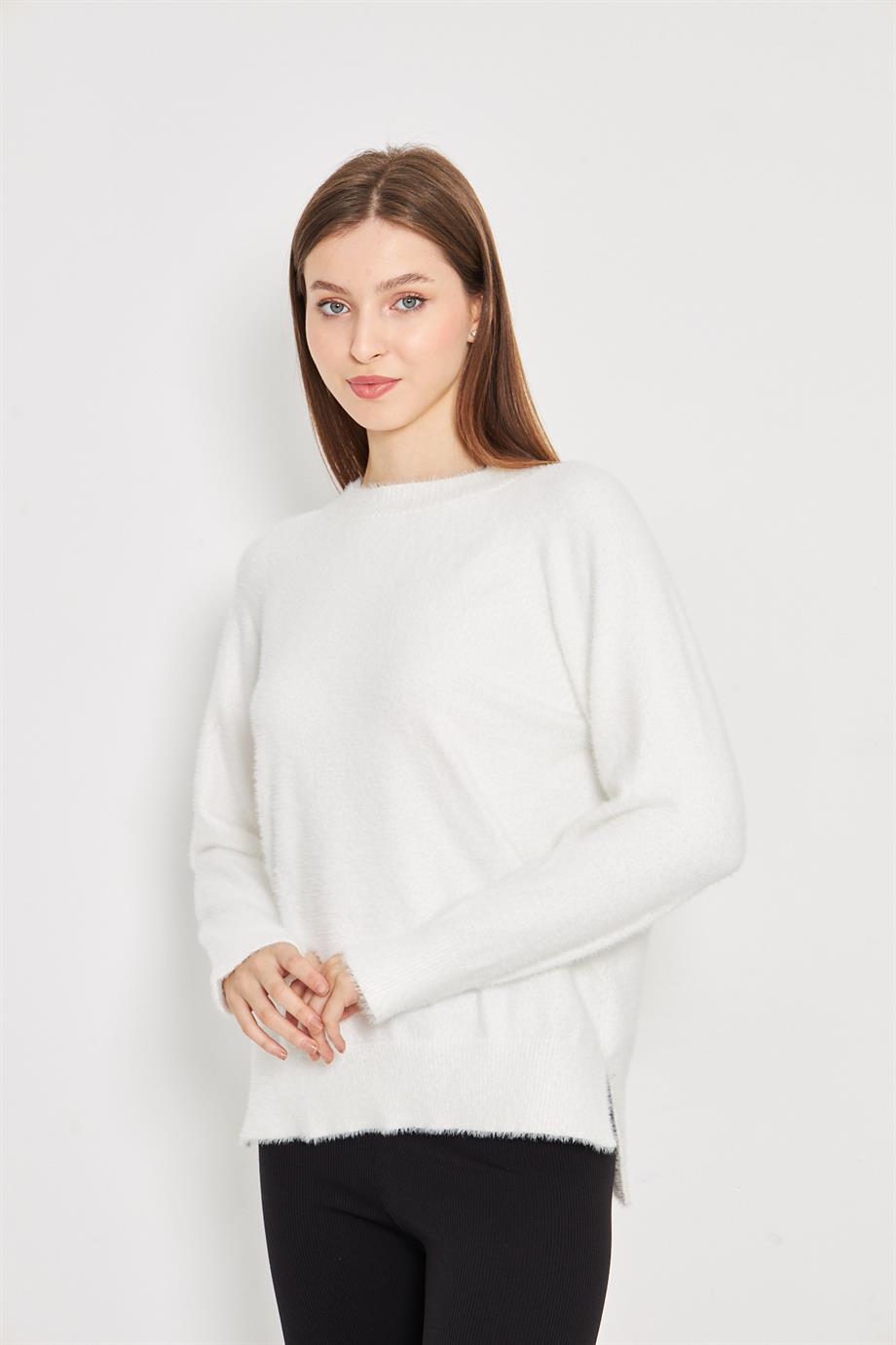 Kadın Bisiklet Yaka Yumoş Oversize Triko Kazak 241205