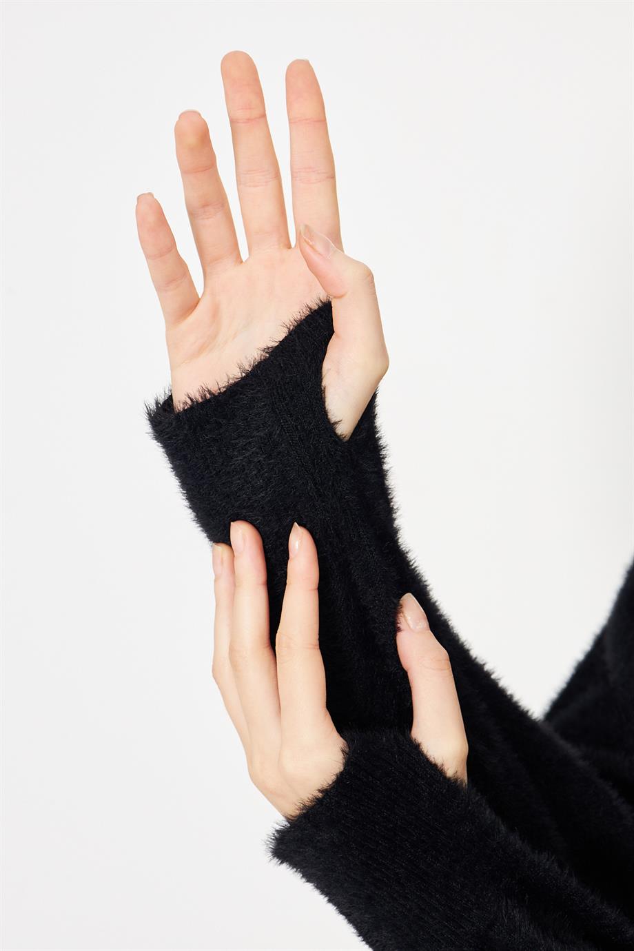 Kadın Bisiklet Yaka Yumoş Oversize Triko Kazak 241205