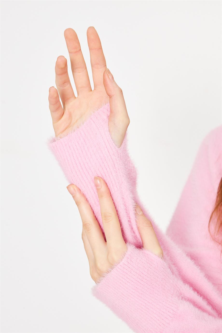 Kadın Bisiklet Yaka Yumoş Oversize Triko Kazak 241205