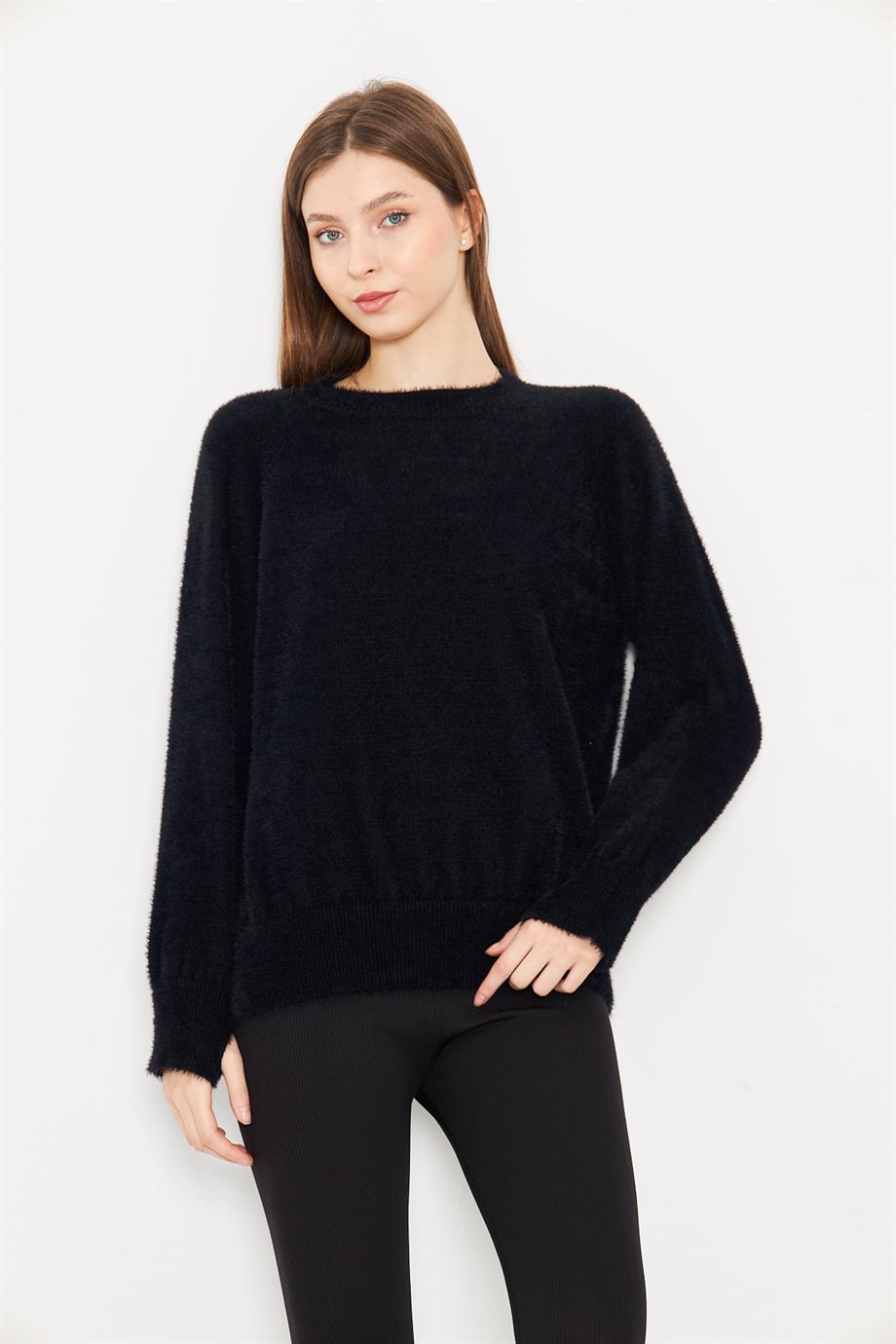 Kadın Bisiklet Yaka Yumoş Oversize Triko Kazak 241205