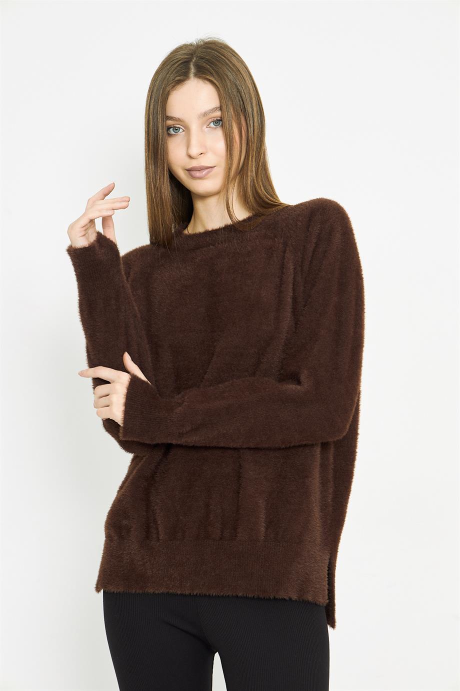 Kadın Bisiklet Yaka Yumoş Oversize Triko Kazak 241205