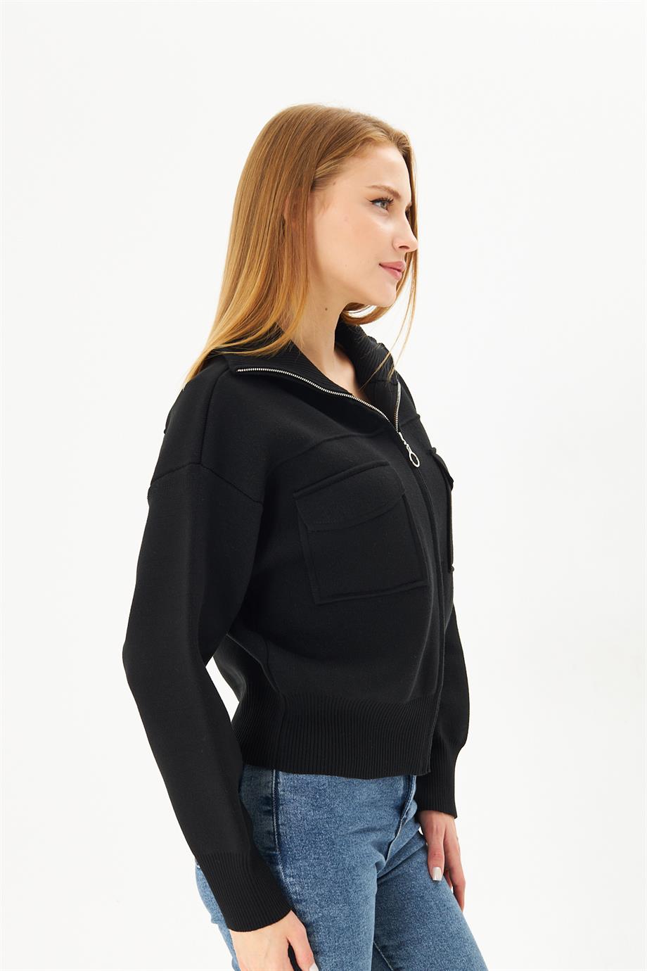 Kadın Çelik Örgü Fermuarlı Triko Mont Kadın Mont 4309