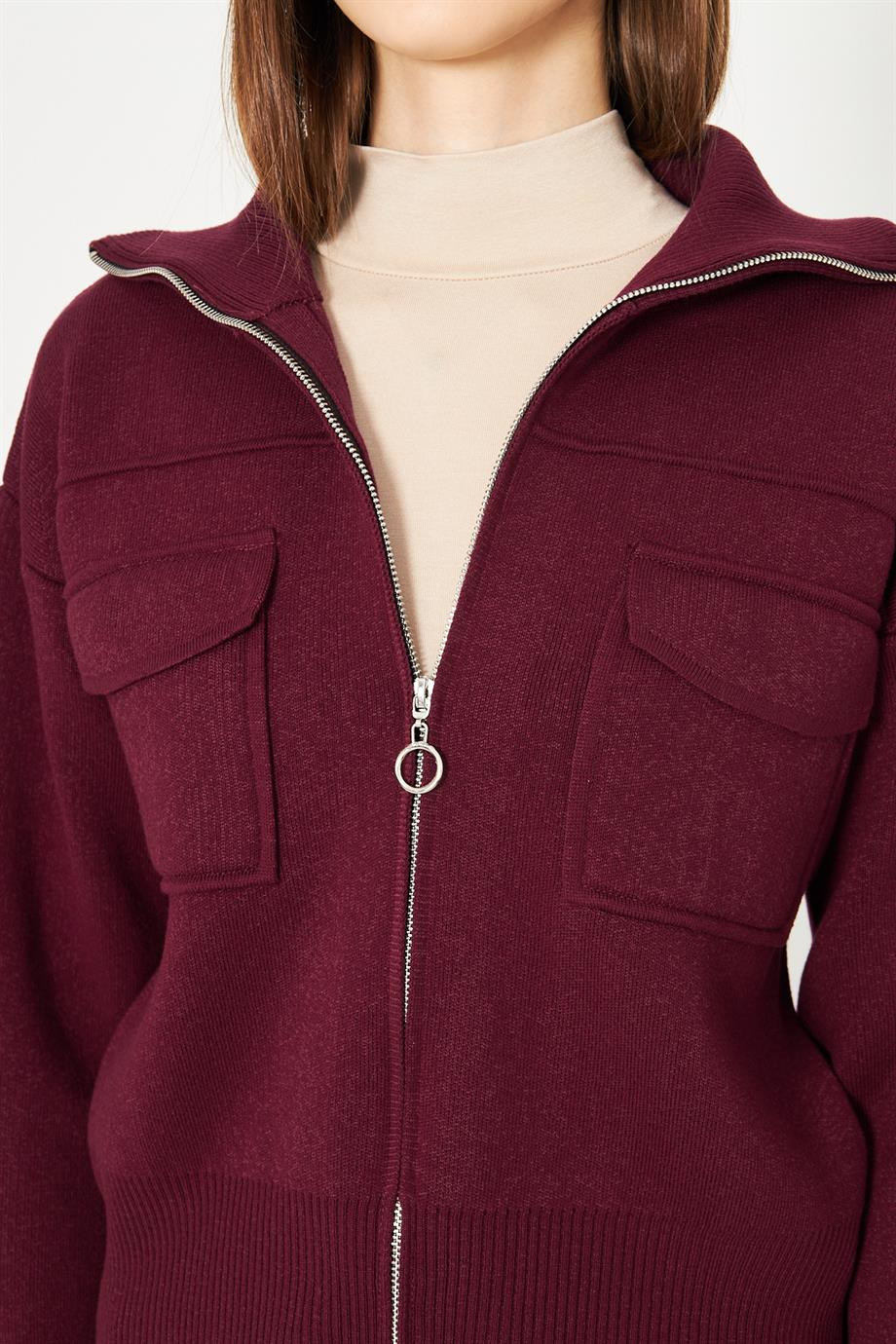 Kadın Çelik Örgü Fermuarlı Triko Mont Kadın Mont 4309