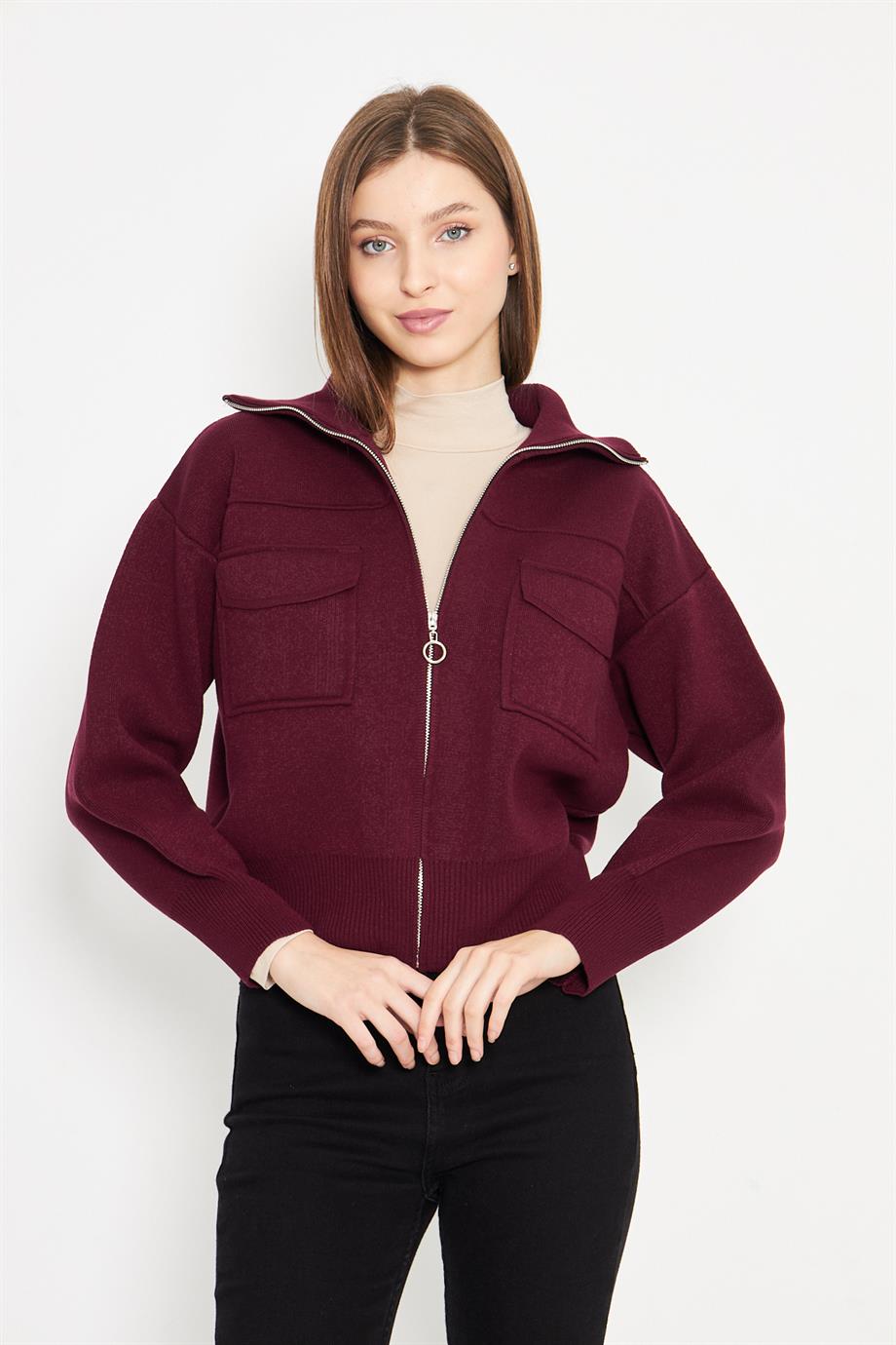Kadın Çelik Örgü Fermuarlı Triko Mont Kadın Mont 4309