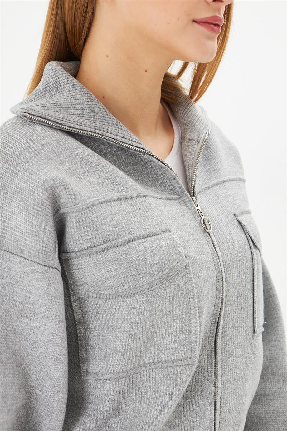 Kadın Çelik Örgü Fermuarlı Triko Mont Kadın Mont 4309