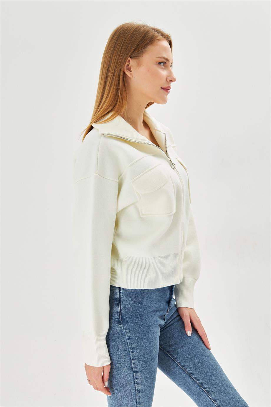 Kadın Çelik Örgü Fermuarlı Triko Mont Kadın Mont 4309